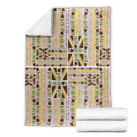 Hawaii Lokelani Pikake Lei Blanket Hawaiian Flag Motif