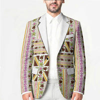 Hawaii Lokelani Pikake Lei Blazer Hawaiian Flag Motif