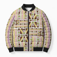 Hawaii Lokelani Pikake Lei Bomber Puffer Jacket Hawaiian Flag Motif