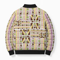 Hawaii Lokelani Pikake Lei Bomber Puffer Jacket Hawaiian Flag Motif