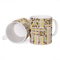 Hawaii Lokelani Pikake Lei Ceramic Mug Hawaiian Flag Motif
