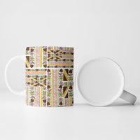 Hawaii Lokelani Pikake Lei Ceramic Mug Hawaiian Flag Motif