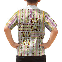 Hawaii Lokelani Pikake Lei Family Matching Long Sleeve Bodycon Dress and Hawaiian Shirt Hawaiian Flag Motif
