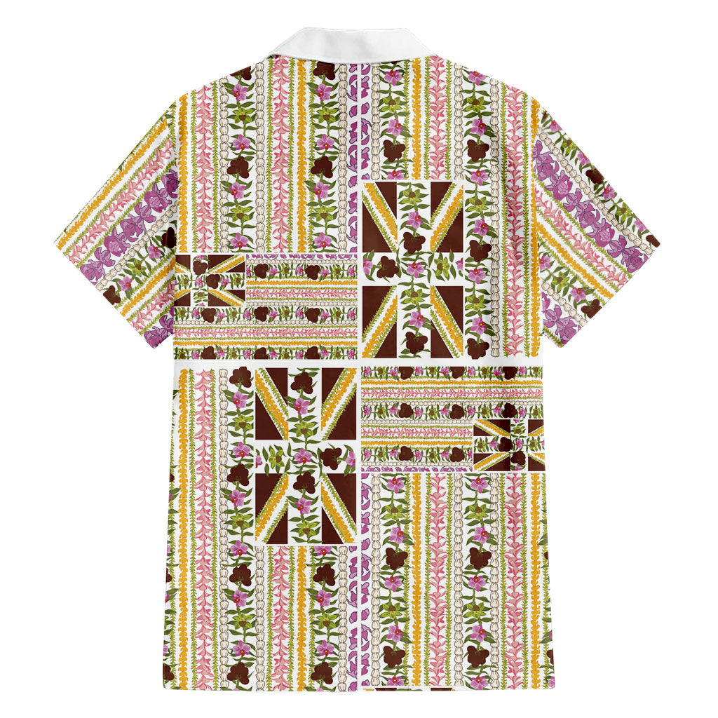 Hawaii Lokelani Pikake Lei Family Matching Mermaid Dress and Hawaiian Shirt Hawaiian Flag Motif