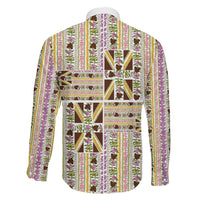 Hawaii Lokelani Pikake Lei Family Matching Puletasi and Hawaiian Shirt Hawaiian Flag Motif