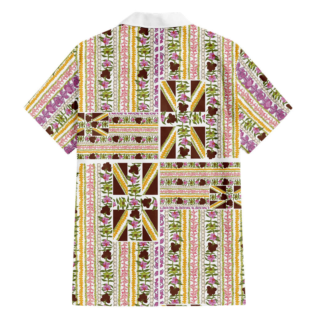 Hawaii Lokelani Pikake Lei Family Matching Summer Maxi Dress and Hawaiian Shirt Hawaiian Flag Motif