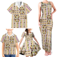 Hawaii Lokelani Pikake Lei Family Matching Tank Maxi Dress and Hawaiian Shirt Hawaiian Flag Motif
