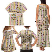 Hawaii Lokelani Pikake Lei Family Matching Tank Maxi Dress and Hawaiian Shirt Hawaiian Flag Motif