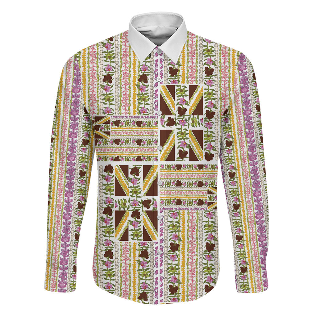 Hawaii Lokelani Pikake Lei Family Matching Tank Maxi Dress and Hawaiian Shirt Hawaiian Flag Motif