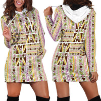 Hawaii Lokelani Pikake Lei Hoodie Dress Hawaiian Flag Motif