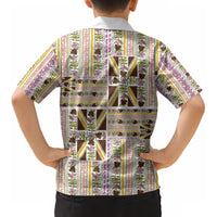 Hawaii Lokelani Pikake Lei Kid Hawaiian Shirt Hawaiian Flag Motif LT9 - Polynesian Pride