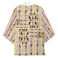 Hawaii Lokelani Pikake Lei Kimono Hawaiian Flag Motif