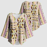 Hawaii Lokelani Pikake Lei Kimono Sleeve Blouse Hawaiian Flag Motif