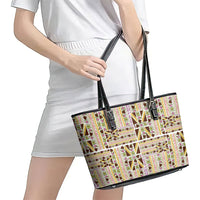 Hawaii Lokelani Pikake Lei Leather Tote Bag Hawaiian Flag Motif