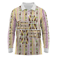 Hawaii Lokelani Pikake Lei Long Sleeve Polo Shirt Hawaiian Flag Motif
