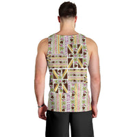 Hawaii Lokelani Pikake Lei Men Tank Top Hawaiian Flag Motif