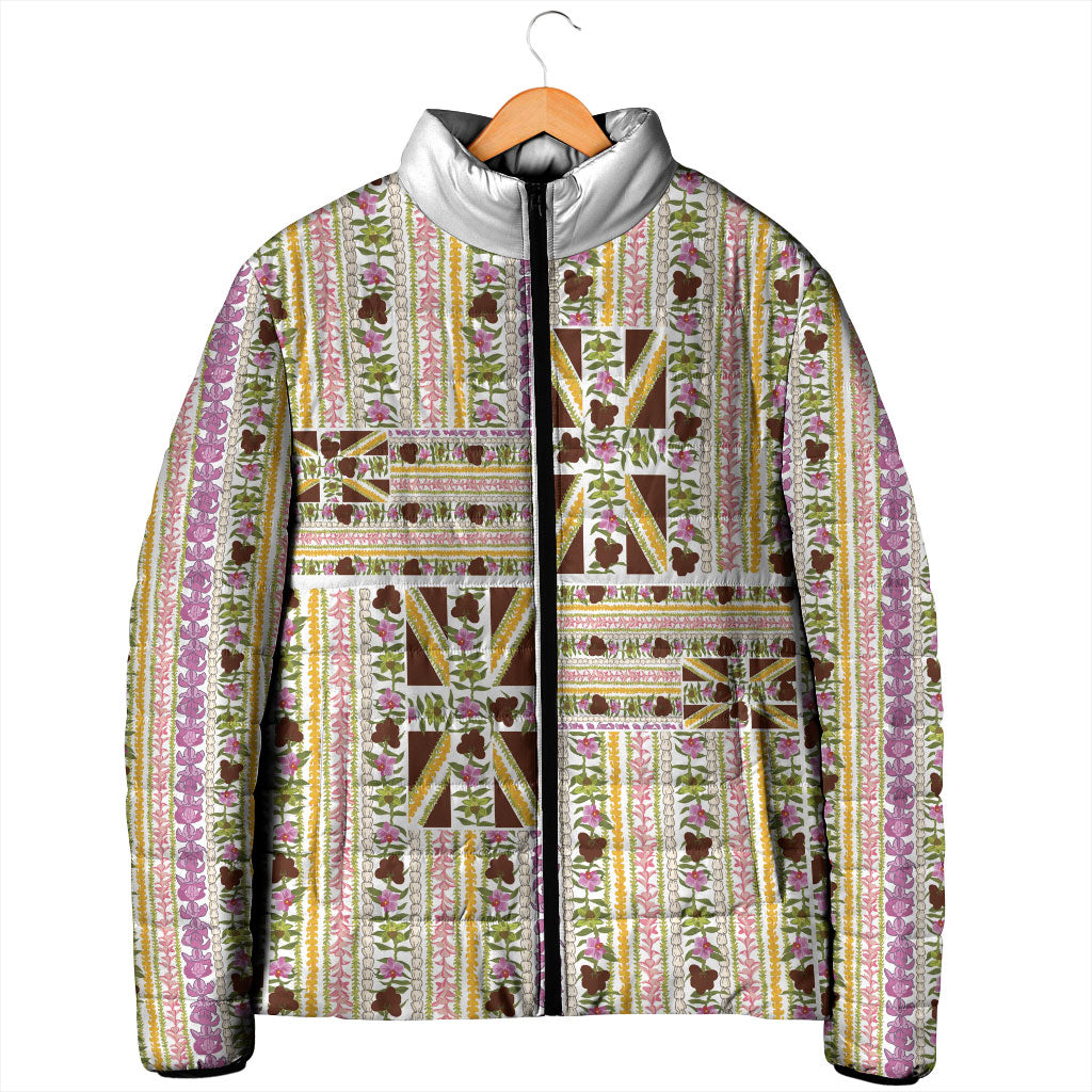 Hawaii Lokelani Pikake Lei Padded Jacket Hawaiian Flag Motif