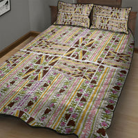 Hawaii Lokelani Pikake Lei Quilt Bed Set Hawaiian Flag Motif