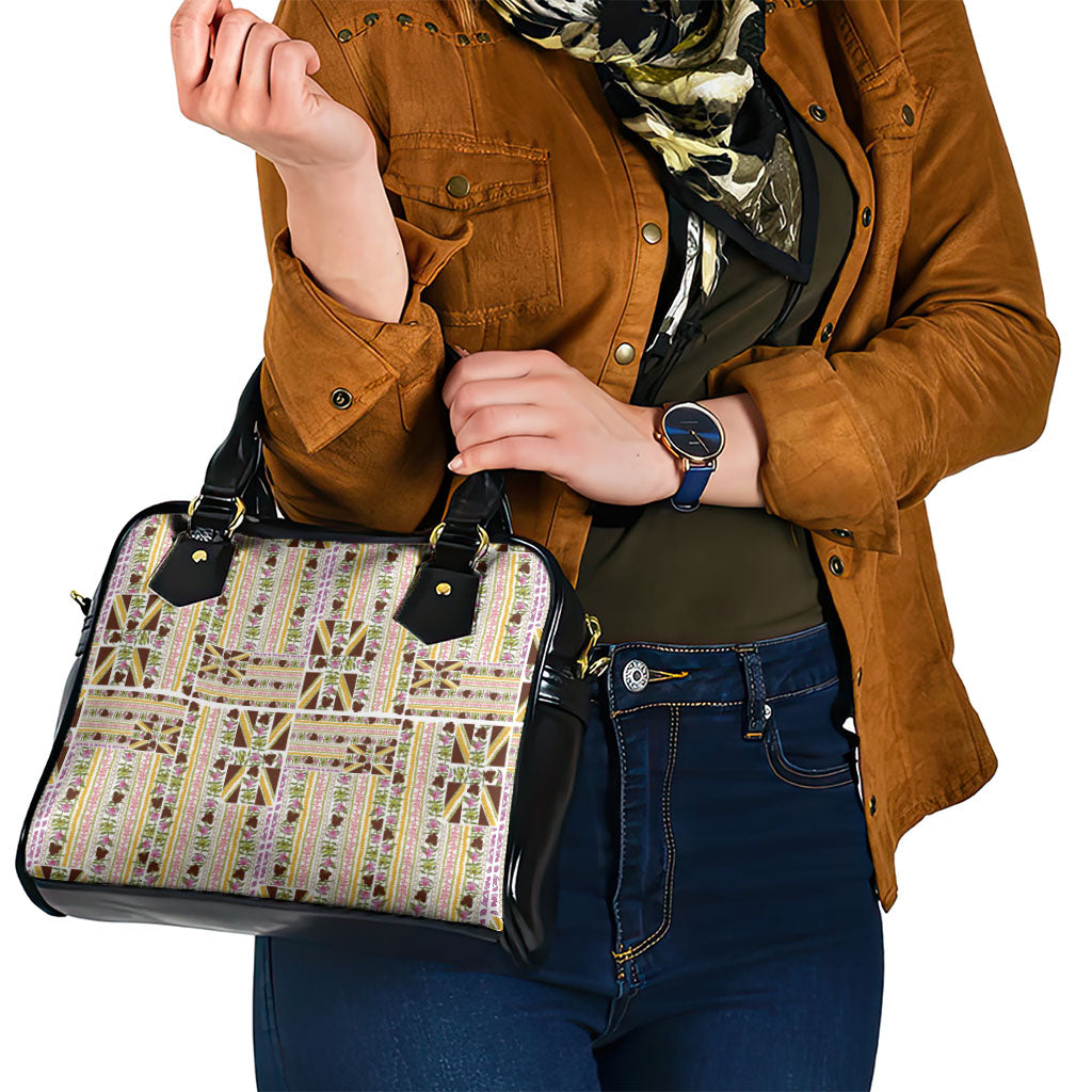 Hawaii Lokelani Pikake Lei Shoulder Handbag Hawaiian Flag Motif