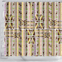 Hawaii Lokelani Pikake Lei Shower Curtain Hawaiian Flag Motif