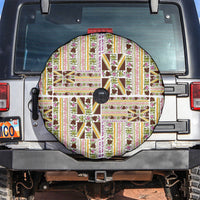 Hawaii Lokelani Pikake Lei Spare Tire Cover Hawaiian Flag Motif LT9 White - Polynesian Pride