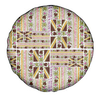 Hawaii Lokelani Pikake Lei Spare Tire Cover Hawaiian Flag Motif LT9 - Polynesian Pride