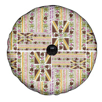 Hawaii Lokelani Pikake Lei Spare Tire Cover Hawaiian Flag Motif LT9 - Polynesian Pride