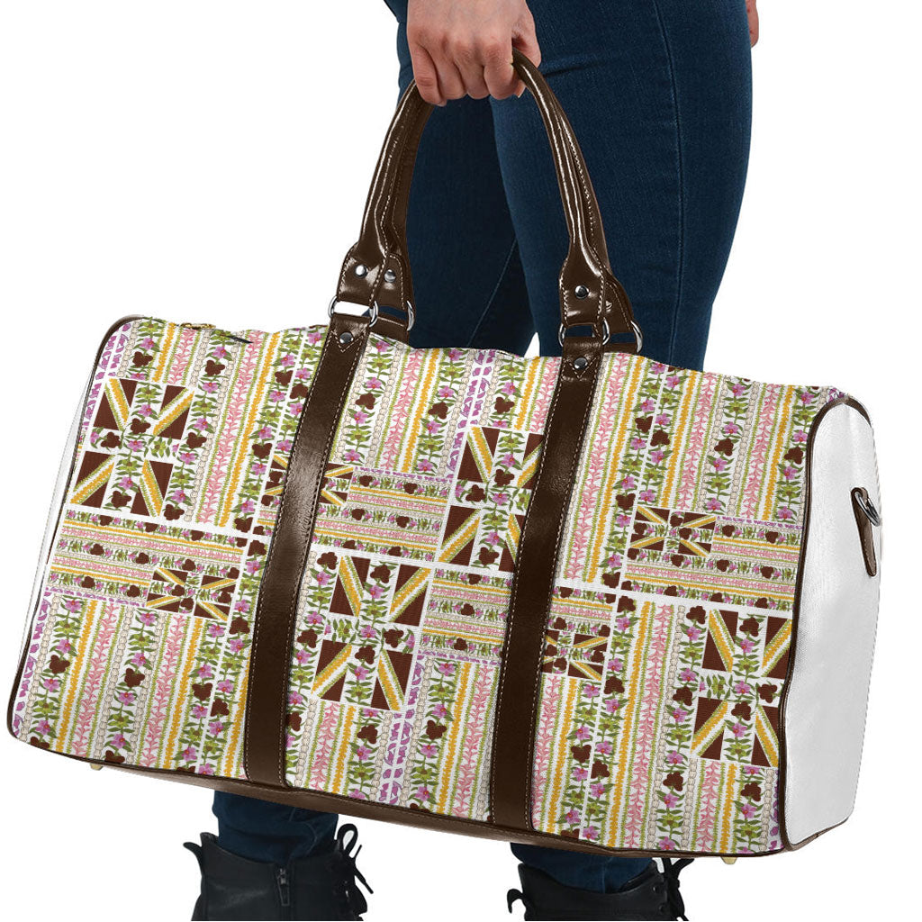 Hawaii Lokelani Pikake Lei Travel Bag Hawaiian Flag Motif