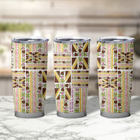 Hawaii Lokelani Pikake Lei Tumbler Cup Hawaiian Flag Motif