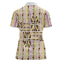 Hawaii Lokelani Pikake Lei Women Polo Shirt Hawaiian Flag Motif