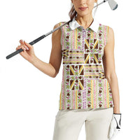 Hawaii Lokelani Pikake Lei Women Sleeveless Polo Shirt Hawaiian Flag Motif