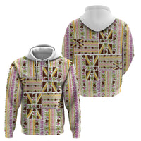 Hawaii Lokelani Pikake Lei Zip Hoodie Hawaiian Flag Motif