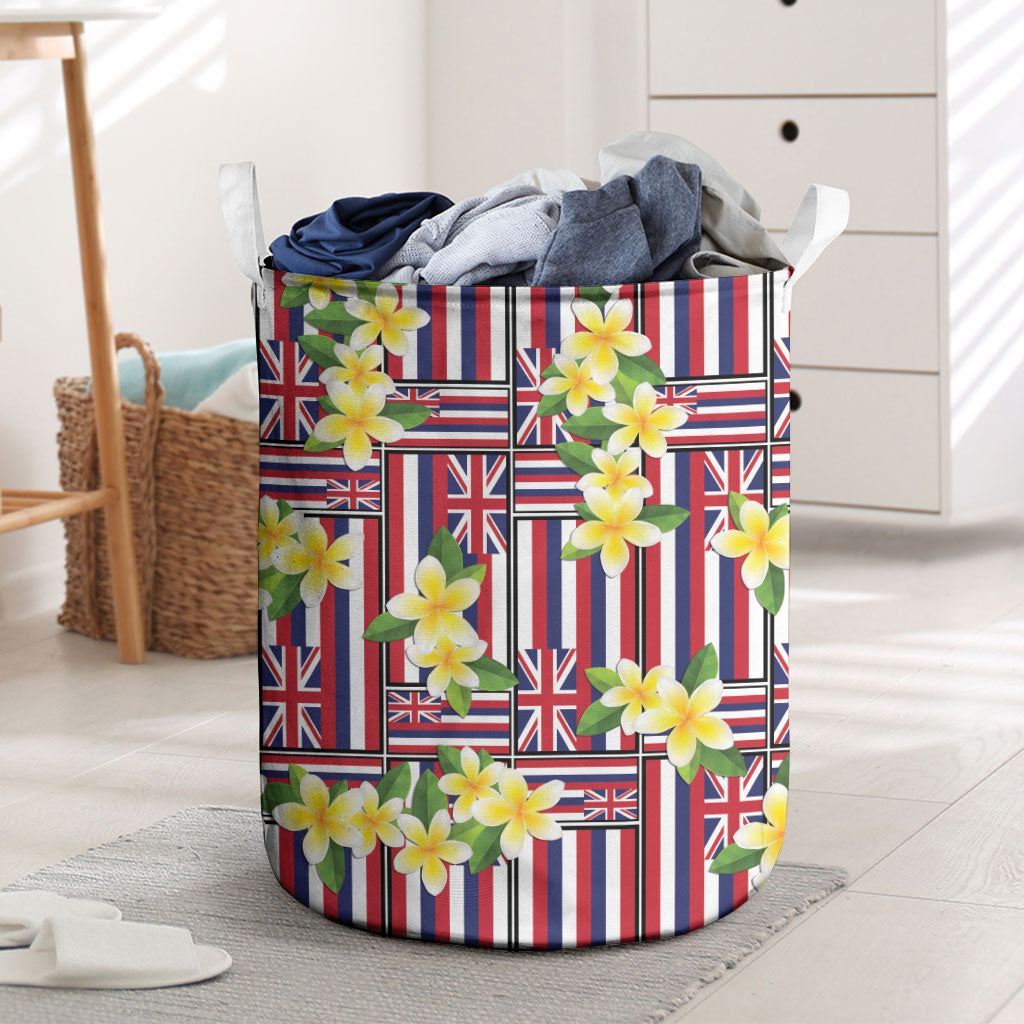 Hawaii Plumeria Lei Laundry Basket Hawaiian Flag Motif LT9 Red - Polynesian Pride