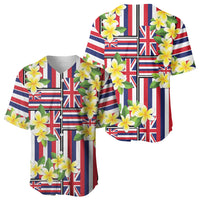 Hawaii Plumeria Lei Baseball Jersey Hawaiian Flag Motif