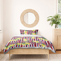 Hawaii Plumeria Lei Bedding Set Hawaiian Flag Motif