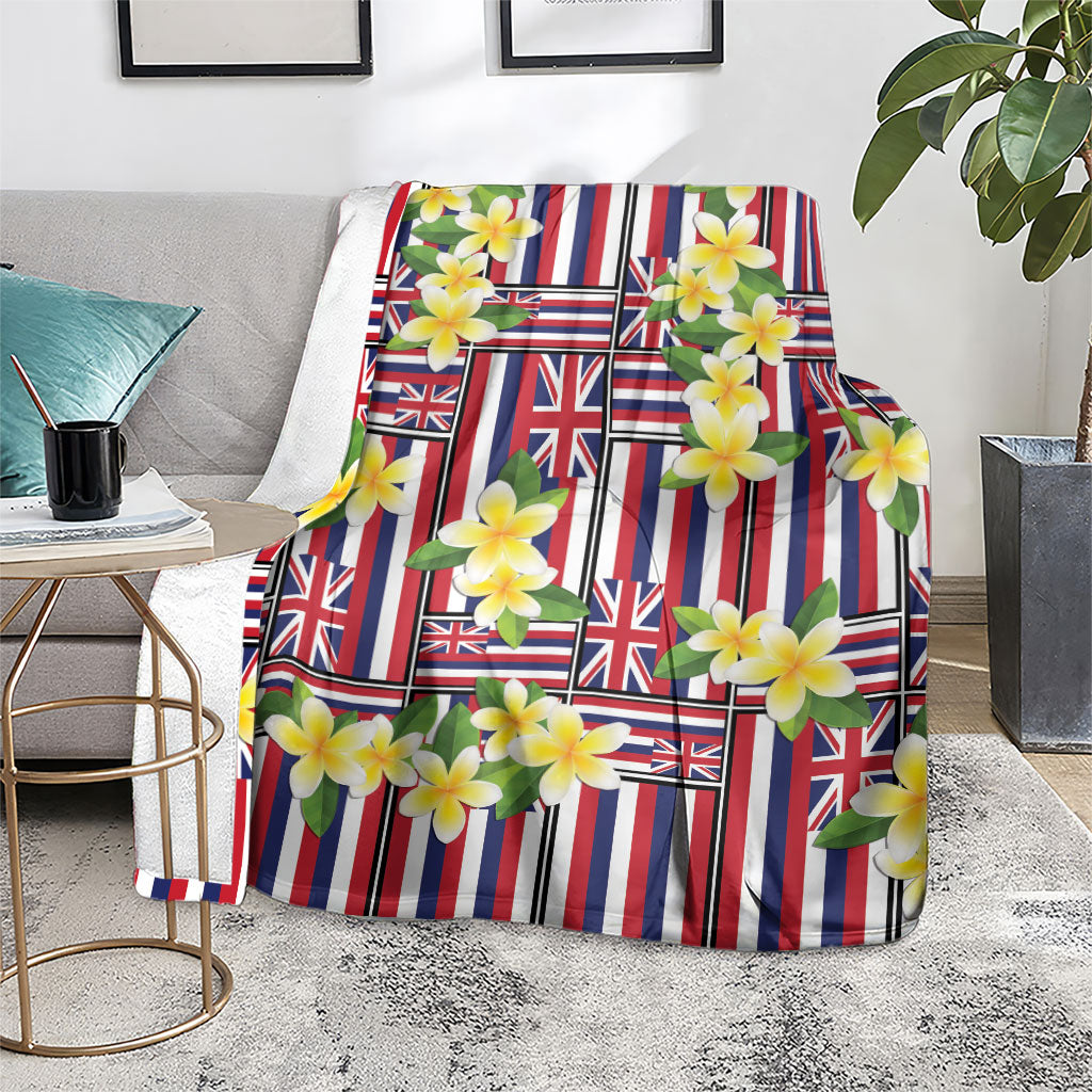 Hawaii Plumeria Lei Blanket Hawaiian Flag Motif