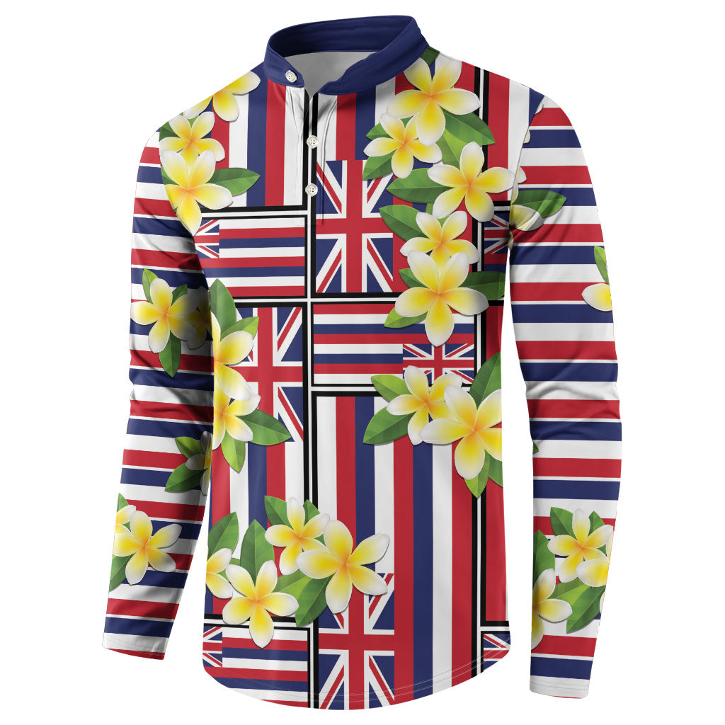 Hawaii Plumeria Lei Button Sweatshirt Hawaiian Flag Motif