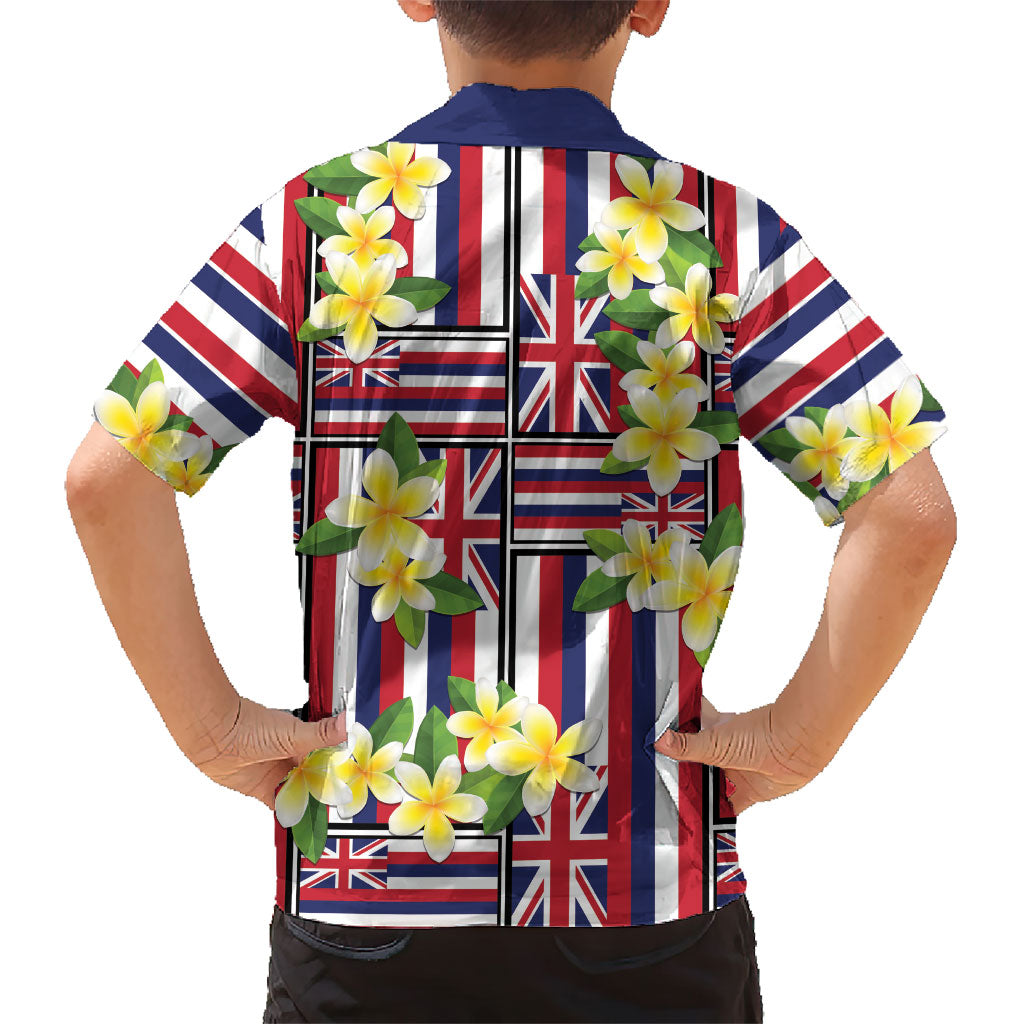 Hawaii Plumeria Lei Family Matching Long Sleeve Bodycon Dress and Hawaiian Shirt Hawaiian Flag Motif