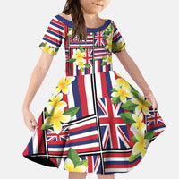 Hawaii Plumeria Lei Family Matching Off Shoulder Maxi Dress and Hawaiian Shirt Hawaiian Flag Motif