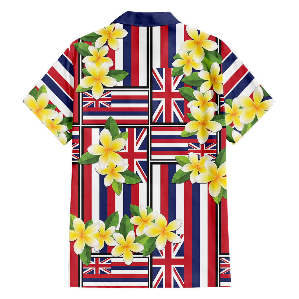 Hawaii Plumeria Lei Family Matching Short Sleeve Bodycon Dress and Hawaiian Shirt Hawaiian Flag Motif