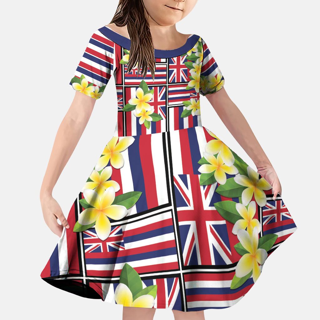 Hawaii Plumeria Lei Family Matching Summer Maxi Dress and Hawaiian Shirt Hawaiian Flag Motif