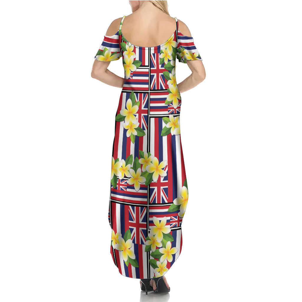 Hawaii Plumeria Lei Family Matching Summer Maxi Dress and Hawaiian Shirt Hawaiian Flag Motif