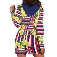 Hawaii Plumeria Lei Hoodie Dress Hawaiian Flag Motif