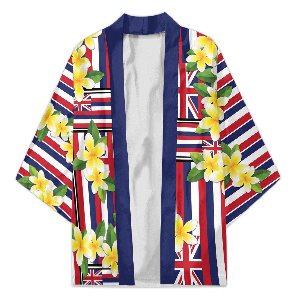 Hawaii Plumeria Lei Kimono Hawaiian Flag Motif