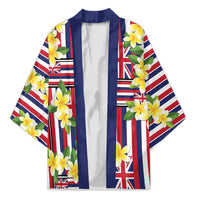 Hawaii Plumeria Lei Kimono Hawaiian Flag Motif