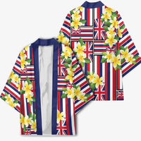 Hawaii Plumeria Lei Kimono Hawaiian Flag Motif