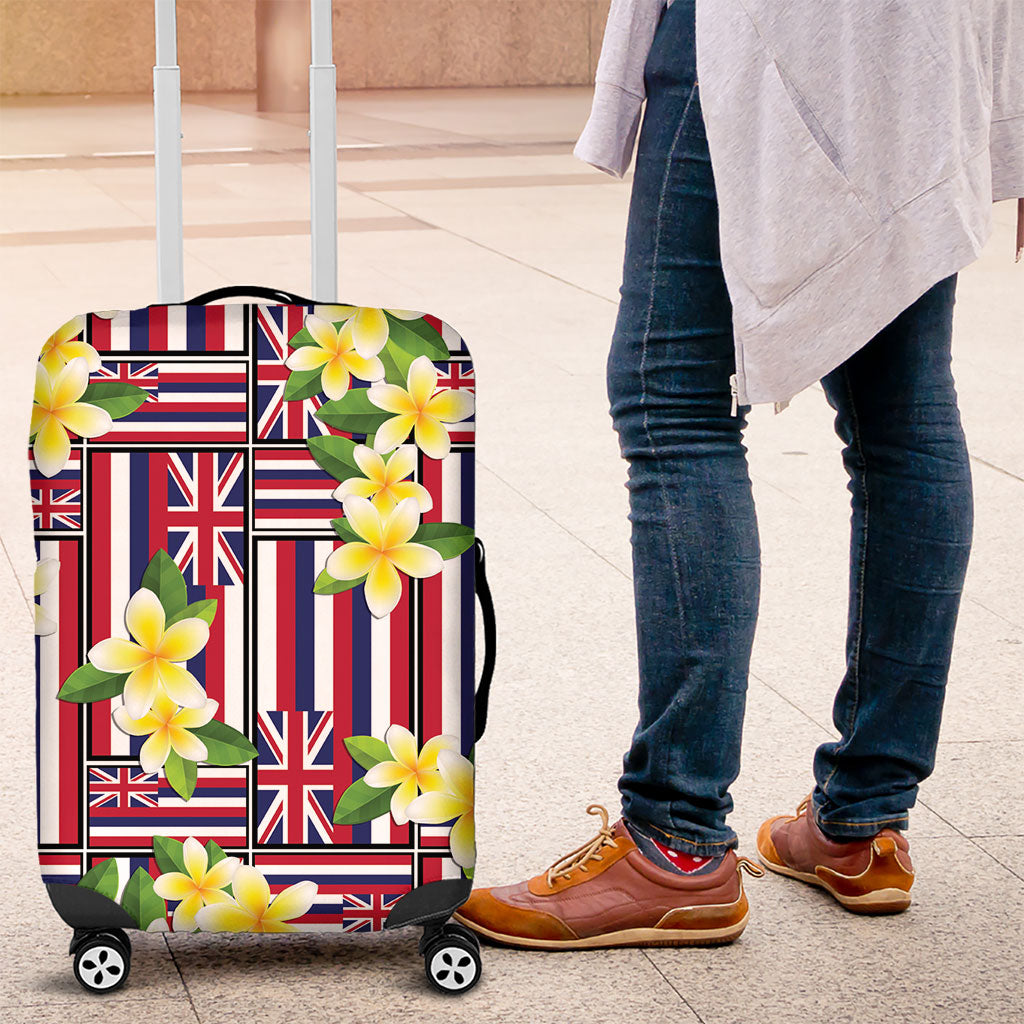Hawaii Plumeria Lei Luggage Cover Hawaiian Flag Motif LT9 Red - Polynesian Pride