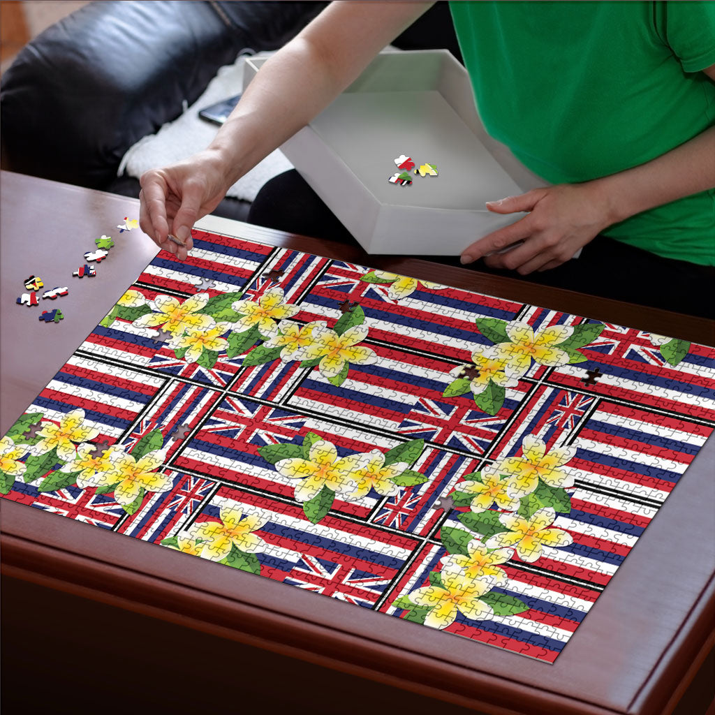 Hawaii Plumeria Lei Puzzle Hawaiian Flag Motif