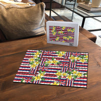 Hawaii Plumeria Lei Puzzle Hawaiian Flag Motif