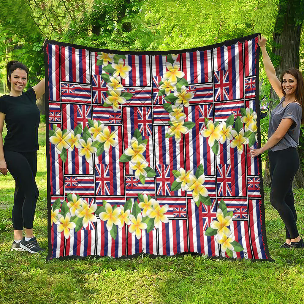 Hawaii Plumeria Lei Quilt Hawaiian Flag Motif